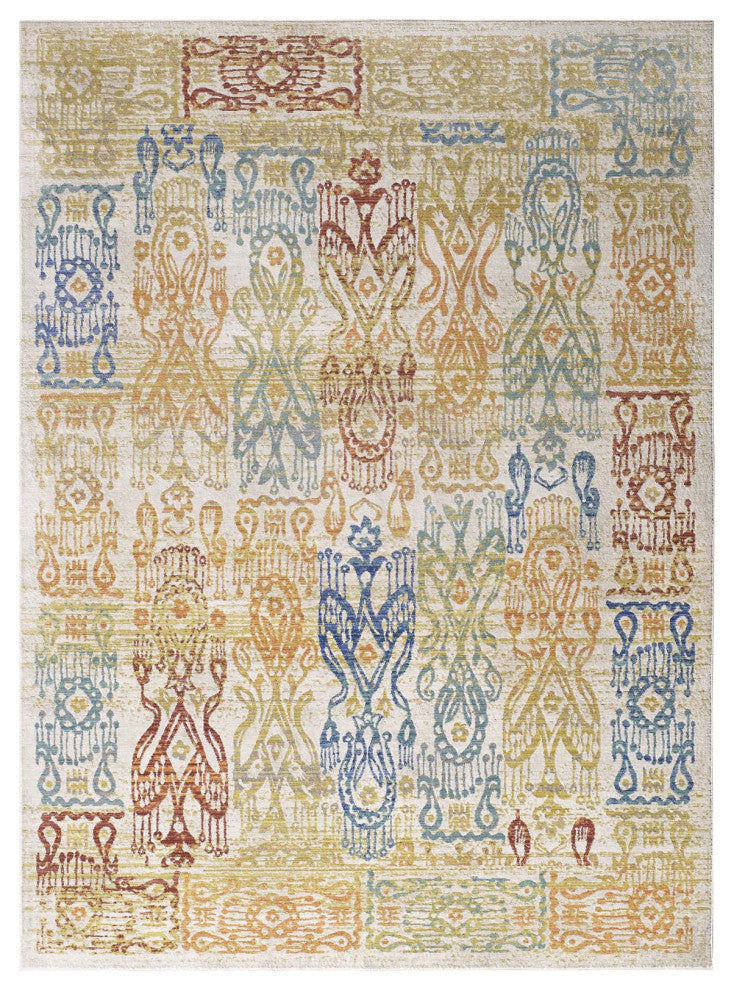 Multicolored Solimar Distressed Southwestern Aztec 8x10 Area Rug
