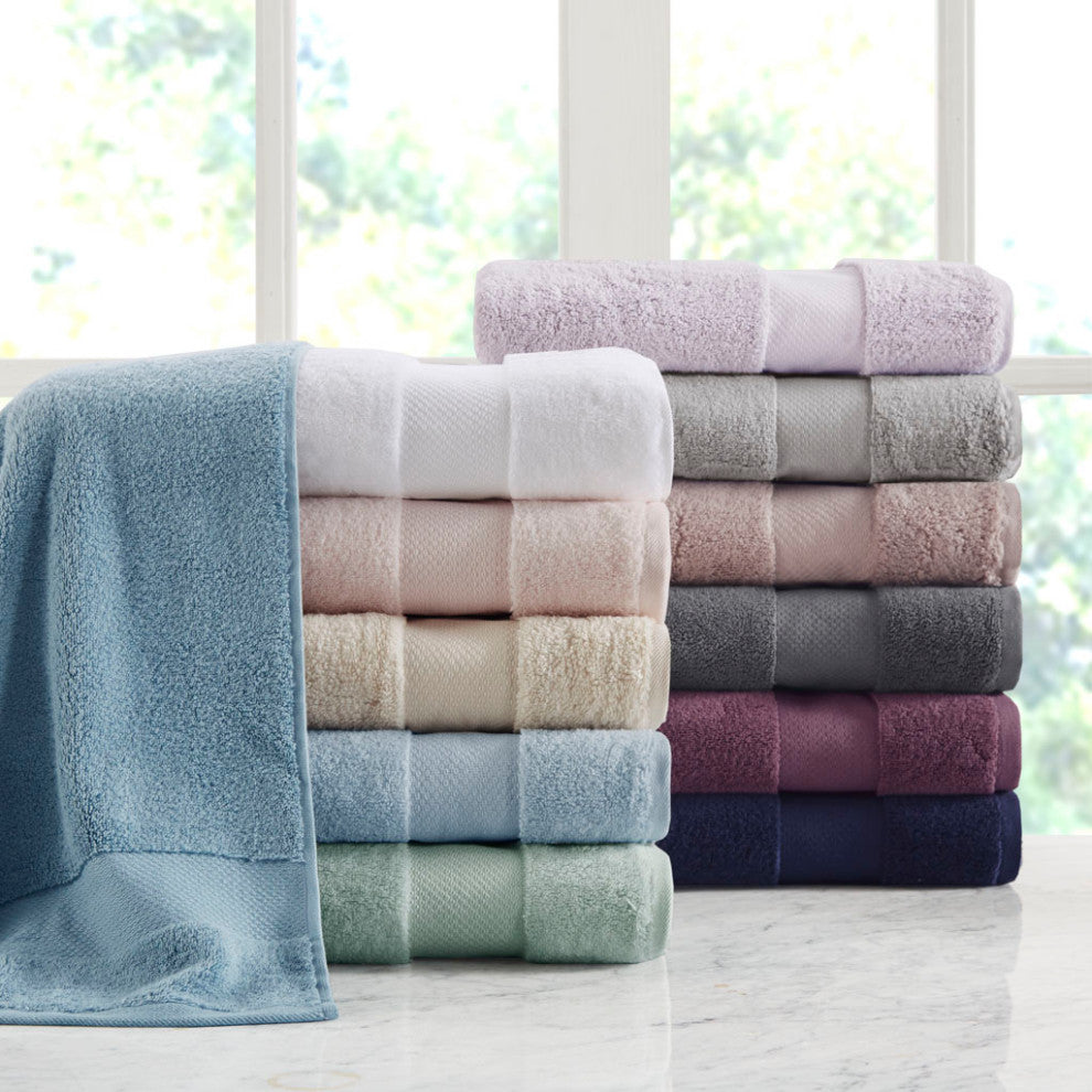 Madison Park Signature Turkish Cotton 6 Piece Bath Towel Set, Light Blue