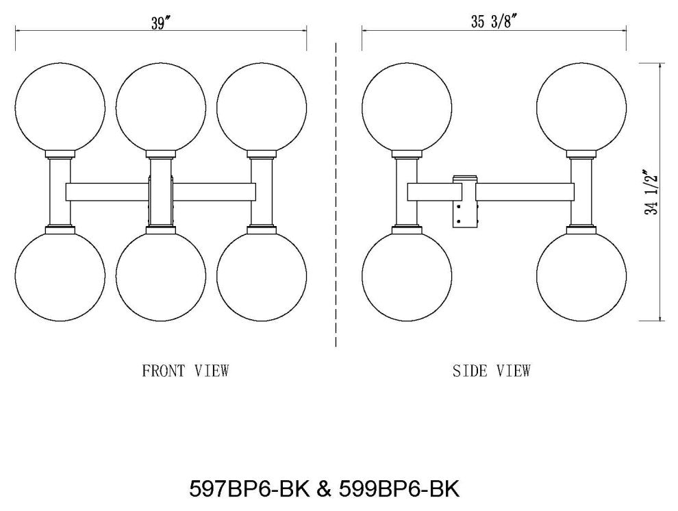 Zlite 599BP6-BK 6-Light Outdoor Post Mount Fixture, Clear Seedy