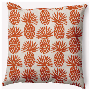 18" x 18" Pineapple Stripes Indoor/Outdoor Polyester Throw Pillow, Sienna