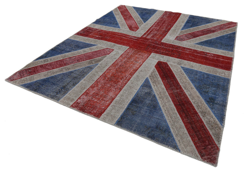 Rug N Carpet - Hand-knotted Anatolian 8' 2'' x 10' 2'' Flag Patchwork Rug
