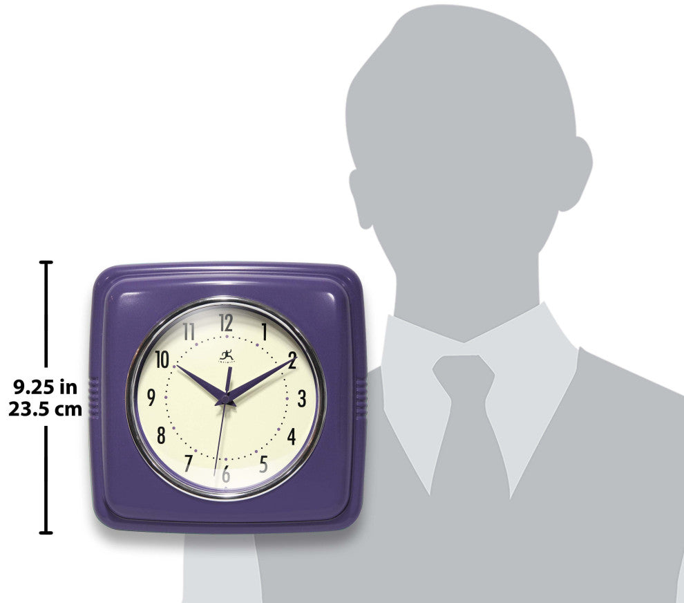 Square Retro 9.25 Purple Wall Clock
