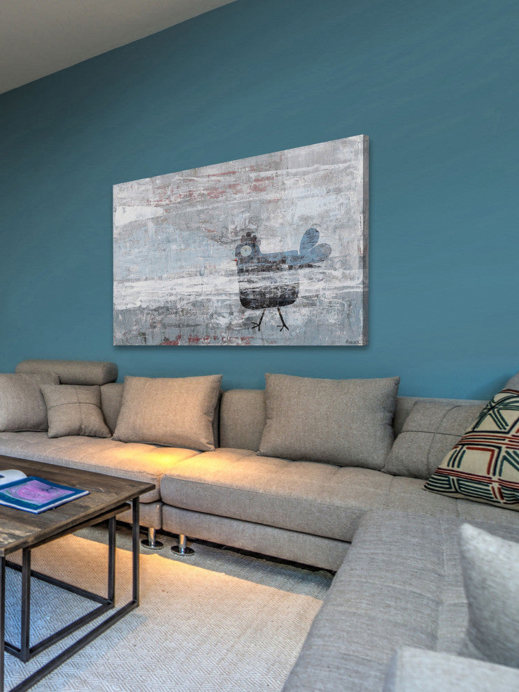 "Hazy Hen" Painting Print on Wrapped Canvas, 30"x20"