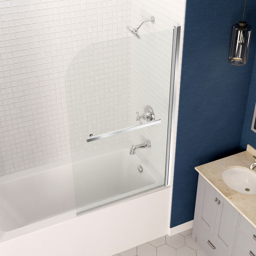 Anzzi 5' Right Drain Tub, White With 34" x 58" Tub Door, Chrome
