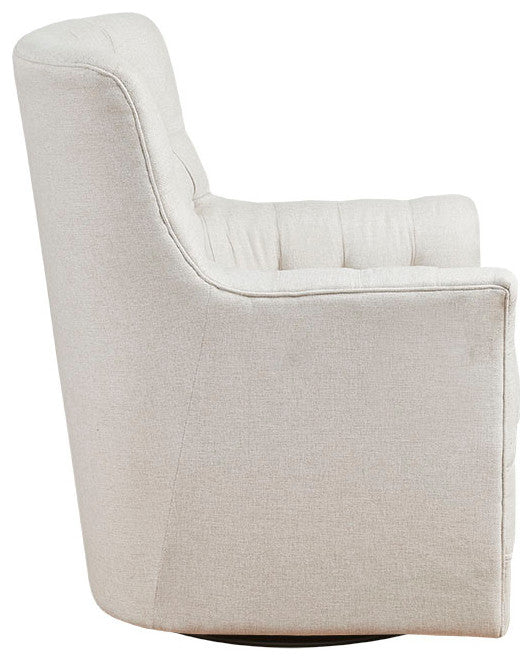 Madison Park Mathis Tufted Swivel Lounge Chair, Ivory