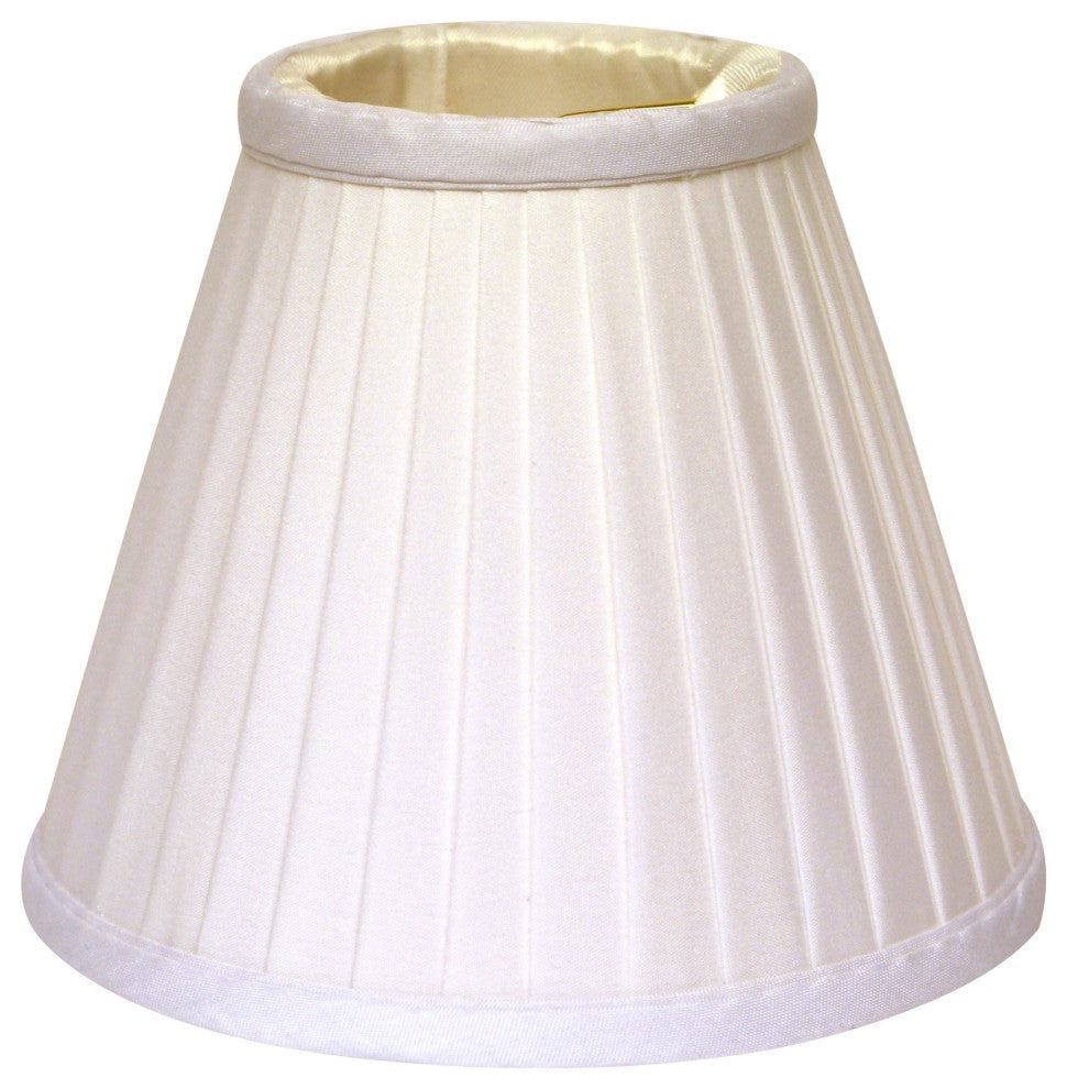 4" White Set of 6 Slanted Pleat Chandelier Silk Lampshades