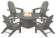 Vineyard Curveback Adirondack 5-Piece Set, Fire Pit Table, Slate Grey