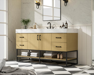 Home Living 60" Single Bathroom Vanity, Honey Brown