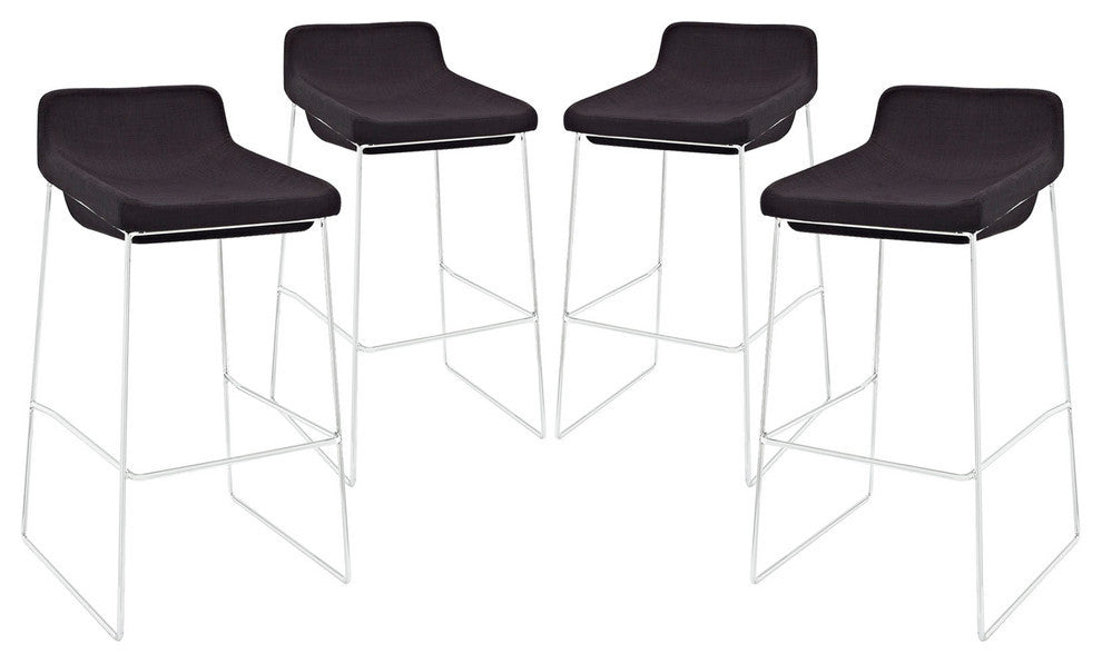 Modern Contemporary Dining Kitchen Bar Stools, Black, Set of 4