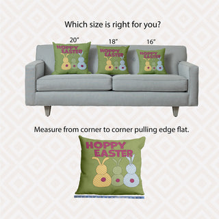 Hoppy Easter Polyester Indoor Pillow, Apple Green, 18"x18"