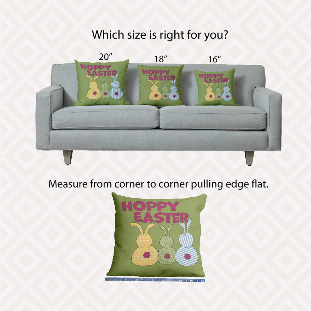 Hoppy Easter Polyester Indoor Pillow, Apple Green, 18"x18"