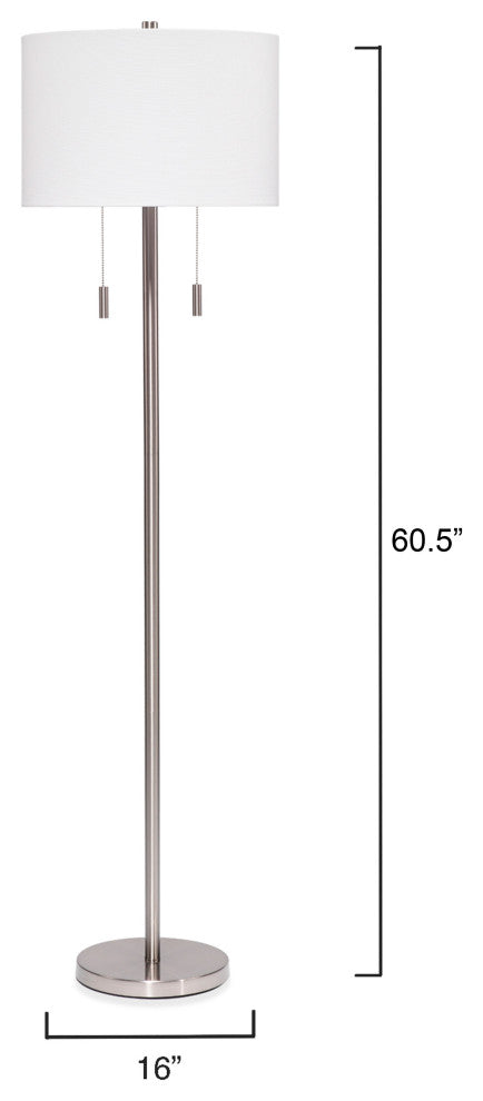 Lincoln 2-Light Metal Floor Lamp, Silver
