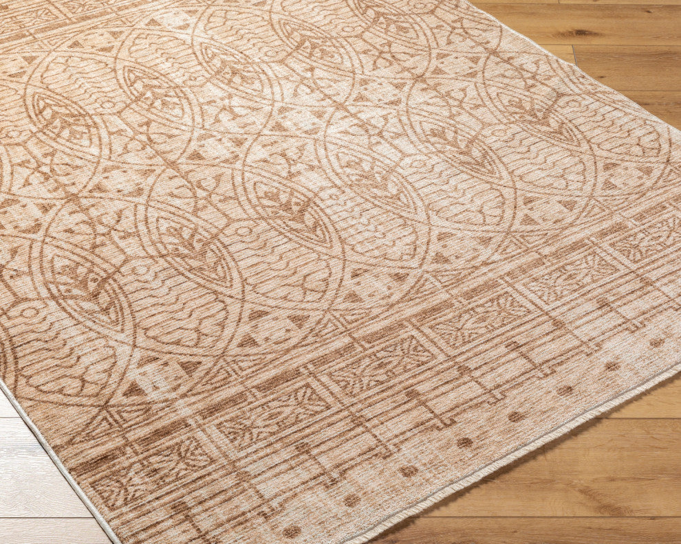 Frank Lloyd Wright x Surya Usonia USO-2305 Machine Woven Area Rug, Khaki, Natural, Camel, Clay, 3'2" X 4'11"
