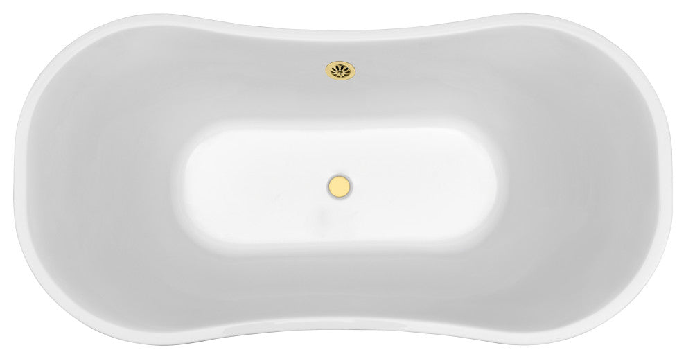 68" Streamline NPT9201GLD Soaking Freestanding Tub With External Drain