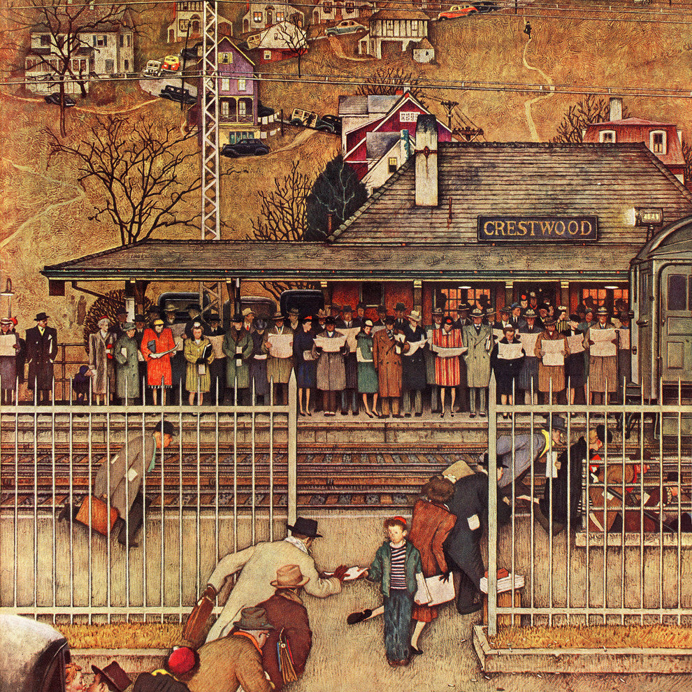 "Commuters" Painting Print on Canvas by Norman Rockwell