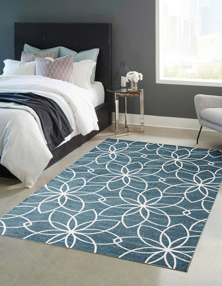 Aqua Terali Area Rug, Turquoise, 6'x9'