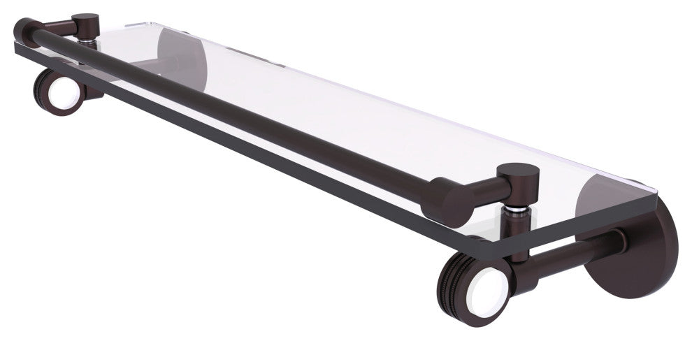 Clearview 22" Gallery Rail Glass Shelf with Dotted Accents, Antique Bronze