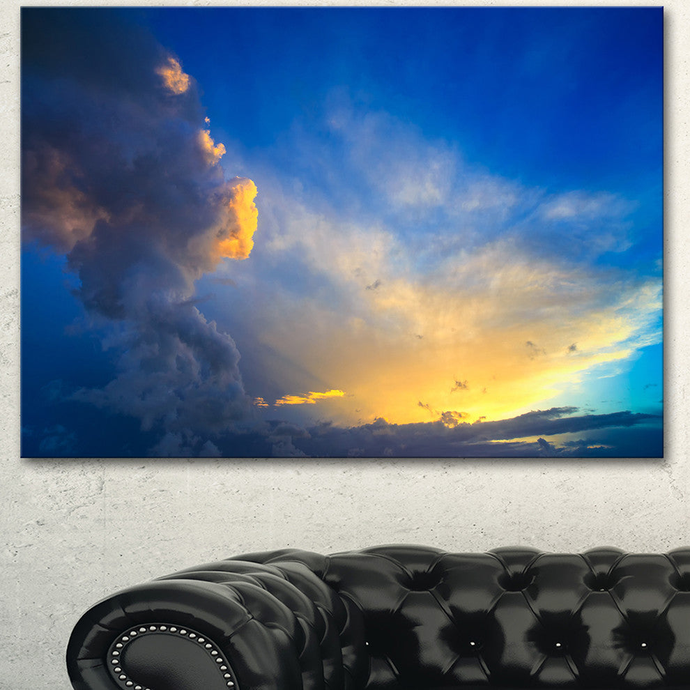 Dramatic Sunset Sky with Thunderstorm, Beach Photo Canvas Print, 40"x30"