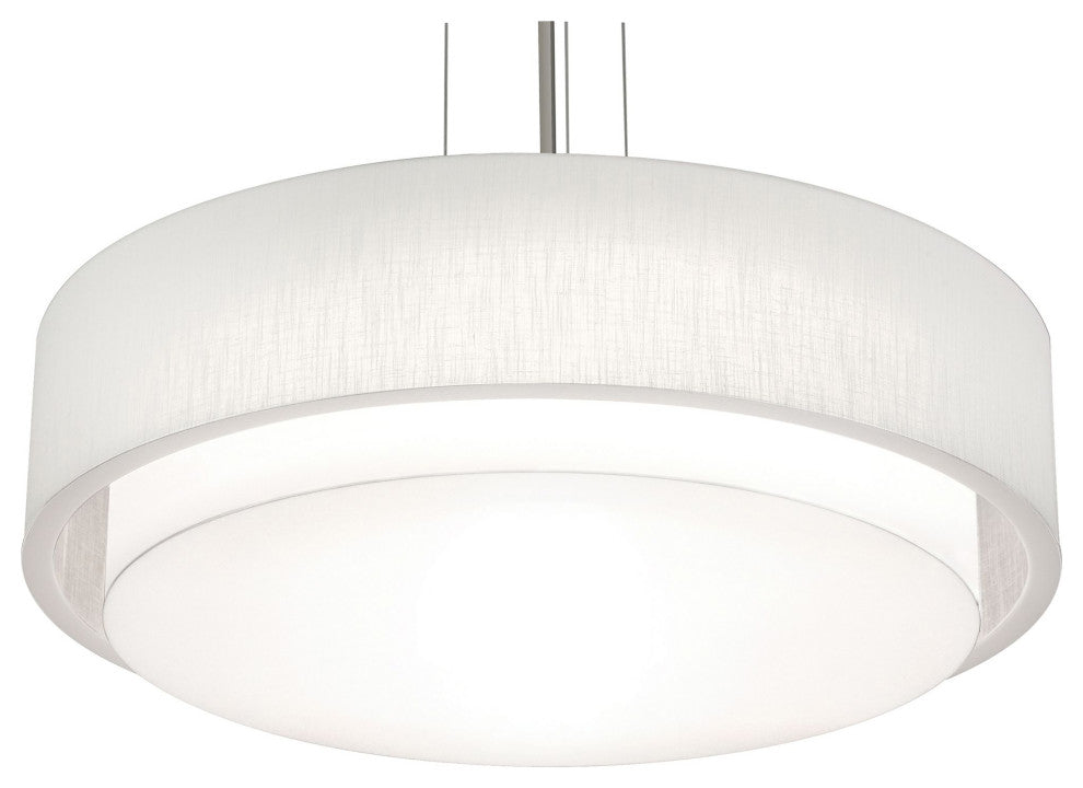 Sanibel 32" LED Pendant, Satin Nickel Finish, Linen White Shade