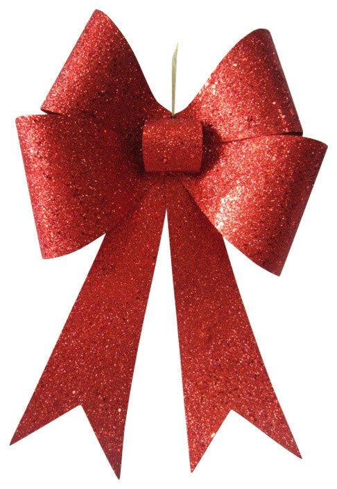 18" PVC Bow-Red Glitter