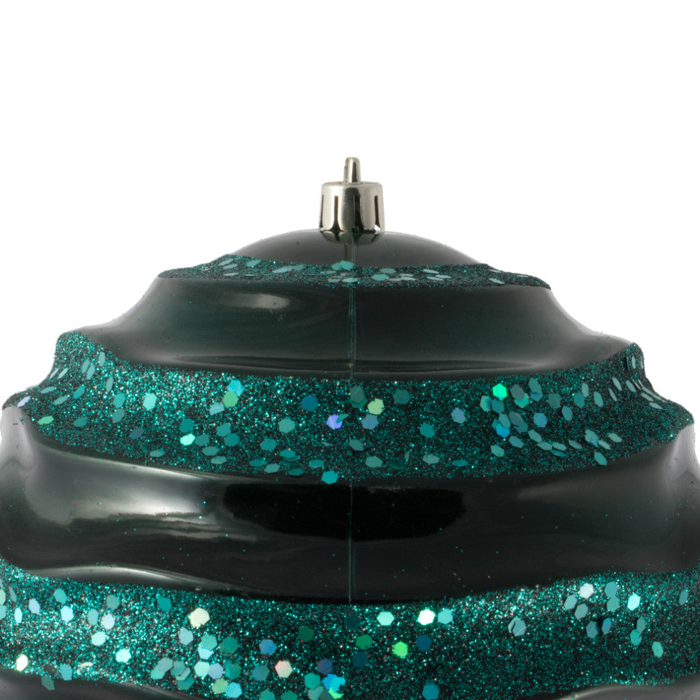 Vickerman Stripe Candy Glitter Wave Ball Christmas Ornament