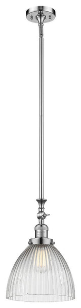1-Light LED Seneca Falls Pendant, Polished Chrome, Clear Halophane