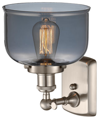 Large Bell 1-Light Sconce, Brushed Satin Nickel, Plated Smoke