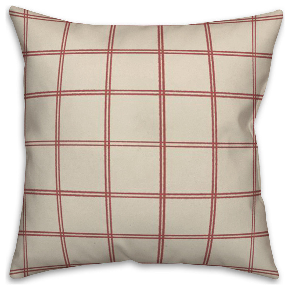 Cream and Red Check 18x18 Spun Poly Pillow