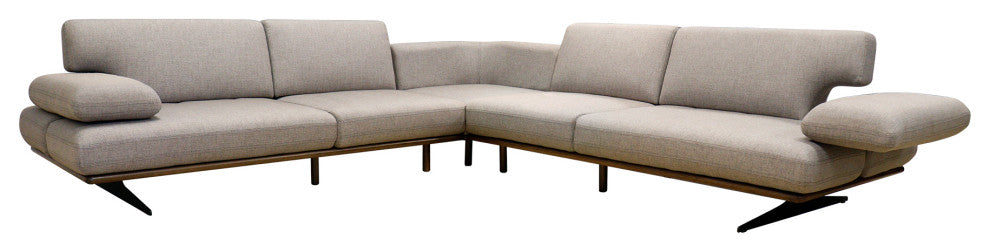 Belluno Taupe Faux Suede Sectional Sofa With Sliding Backrest and Armrest