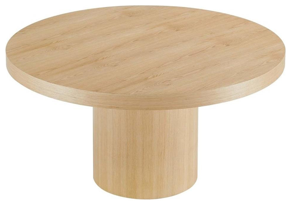 Modway Gratify 59" Round MDF Wood Dining Table in Oak Finish