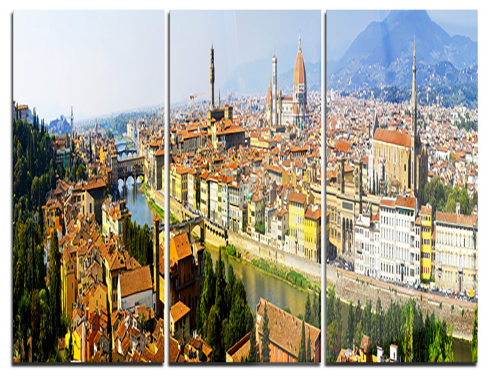 "Florence Panoramic View" Photo Metal Wall Art, 3 Panels, 36"x28"