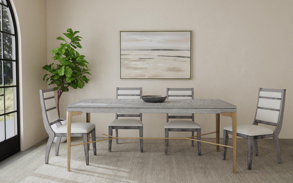 Nylah Dining Table - Platinum/Brushed Gold