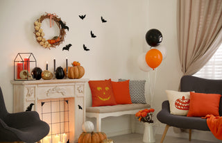 Halloween Jack-O-Lantern Right Accent Pillow, Nutmeg, 26"x26"