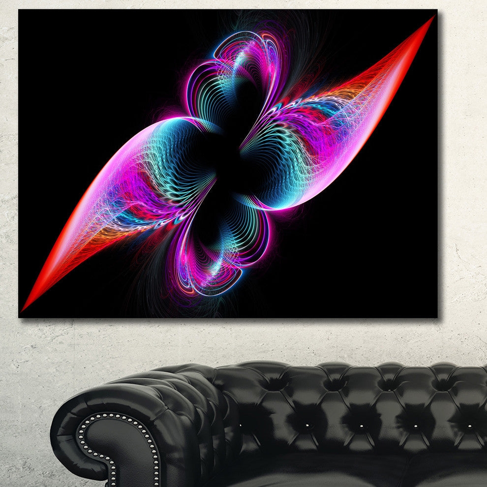 Colorful Flower Fractal Rainbow, Oversized Abstract Canvas Art Print, 60x40