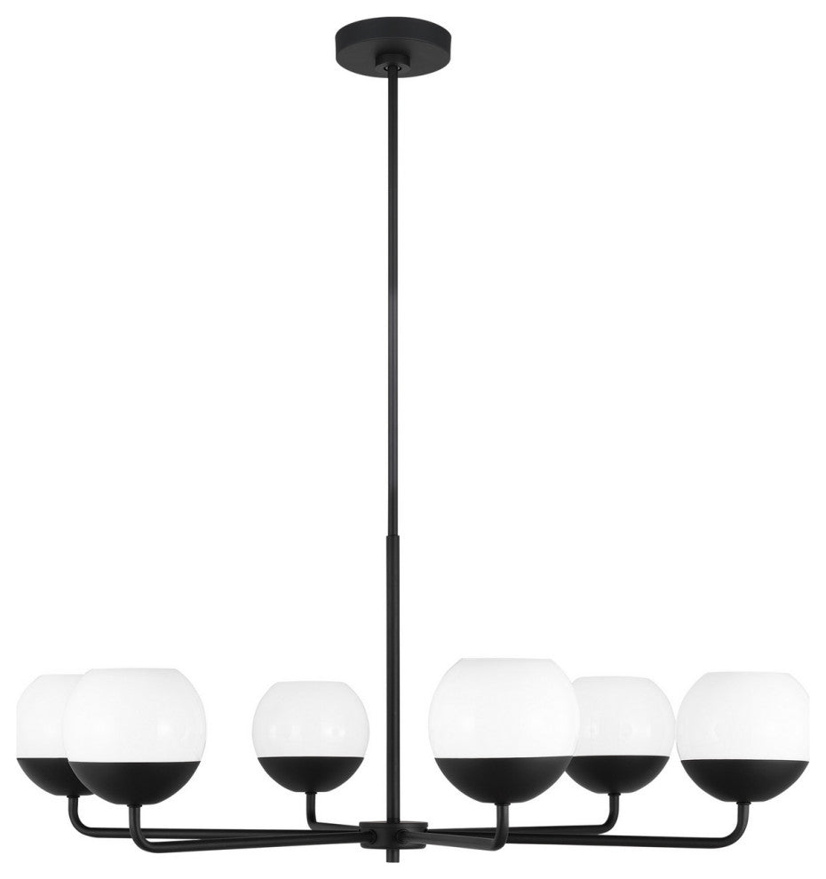 Visual Comfort Studio Alvin Six Light Chandelier, Midnight Black