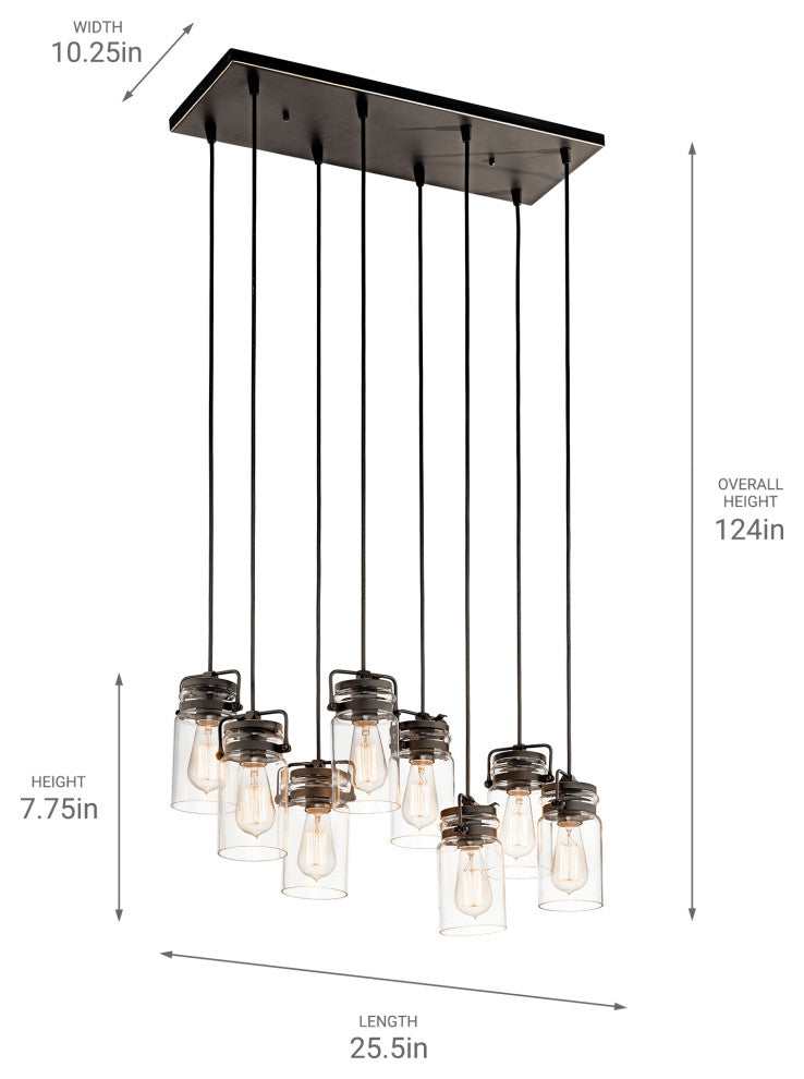 Linear Chandelier 8-Light, Olde Bronze