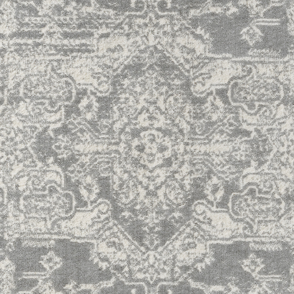 Asher Medallion Boho Area Rug/Runner, Grey, 6' x 9'