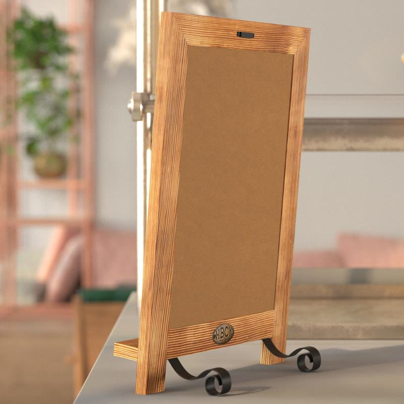 Canterbury Magnetic Chalkboard WithMetal Scrolled Legs, Hang or Countertop Board, Torched Brown