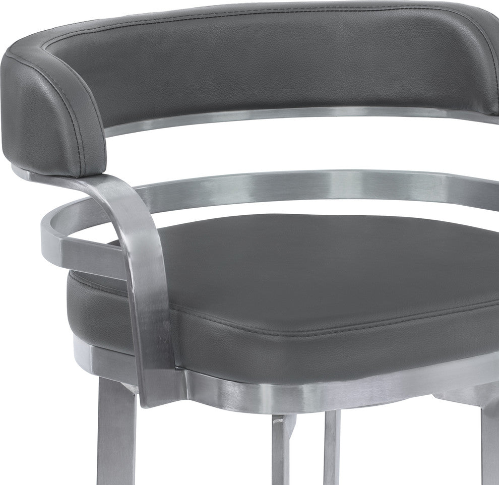 Prinz Stainless Steel Swivel Bar Stool, Gray, Counter Height
