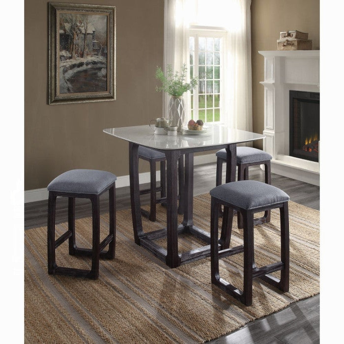 Razo Counter Height Table, Marble and Weathered Espresso