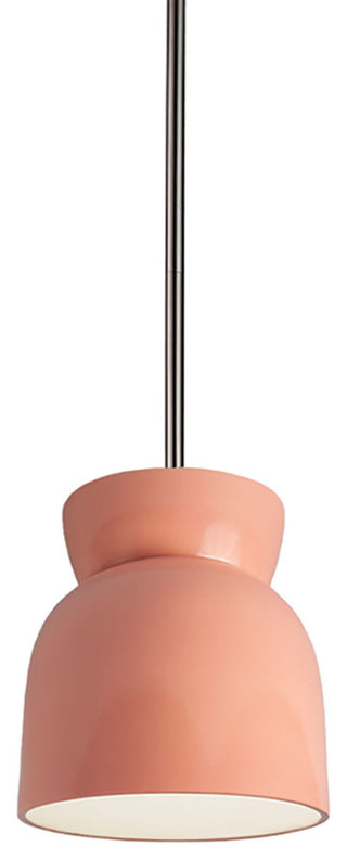 Large Hourglass Pendant, Gloss Blush, Brushed Nickel, Integrated LED