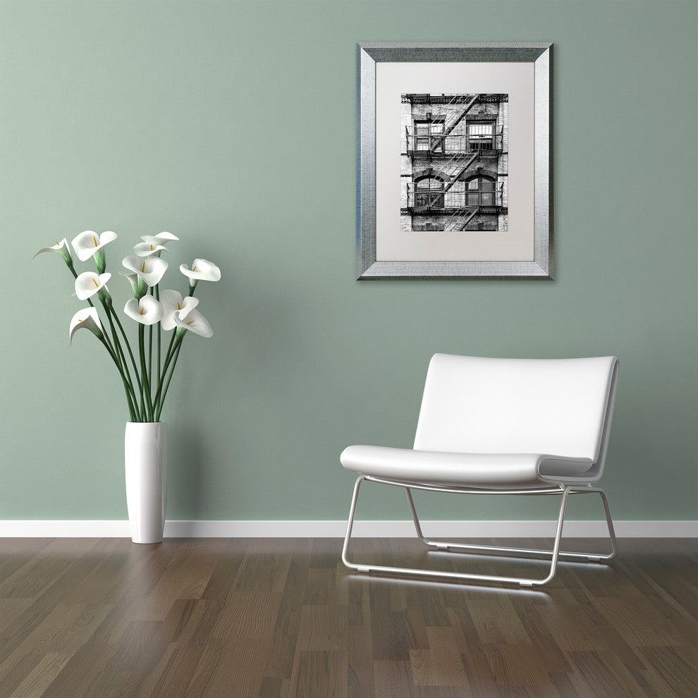 Philippe Hugonnard 'Fire Escape Manhattan', Silver Frame, White Mat, 14x11