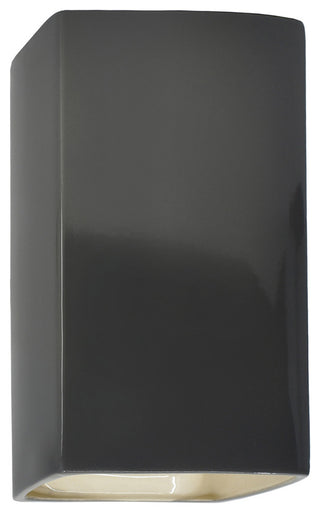 Ambiance Small Rectangle Outdoor Wall Sconce, Open, Gloss Grey, E26