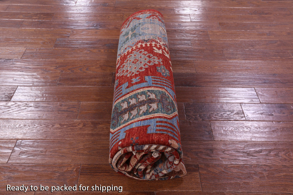 7' 0" X 10' 2" Tribal Fine Serapi Hand-Knotted Wool Rug - Q12206