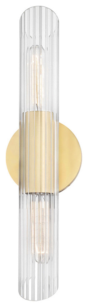 Cecily 2-Light Small Wall Sconce, Clear Glass, Finish: Aged Brass