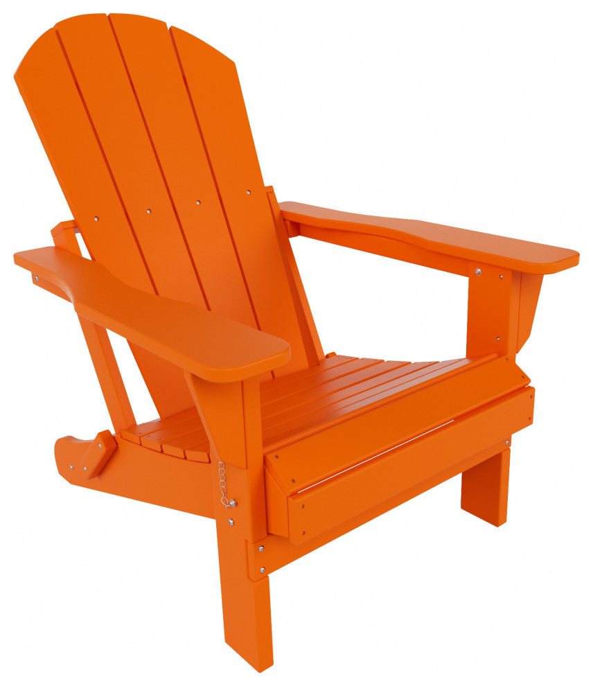 HDPE Outdoor Patio Folding Poly Adirondack Chair, Orange