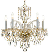 Traditional Crystal 5-Light Chandelier, Polished Brass