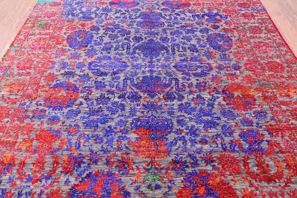 Hand Knotted Wool & Silk Persian Rug 8' 0" X 10' 3" - Q13496