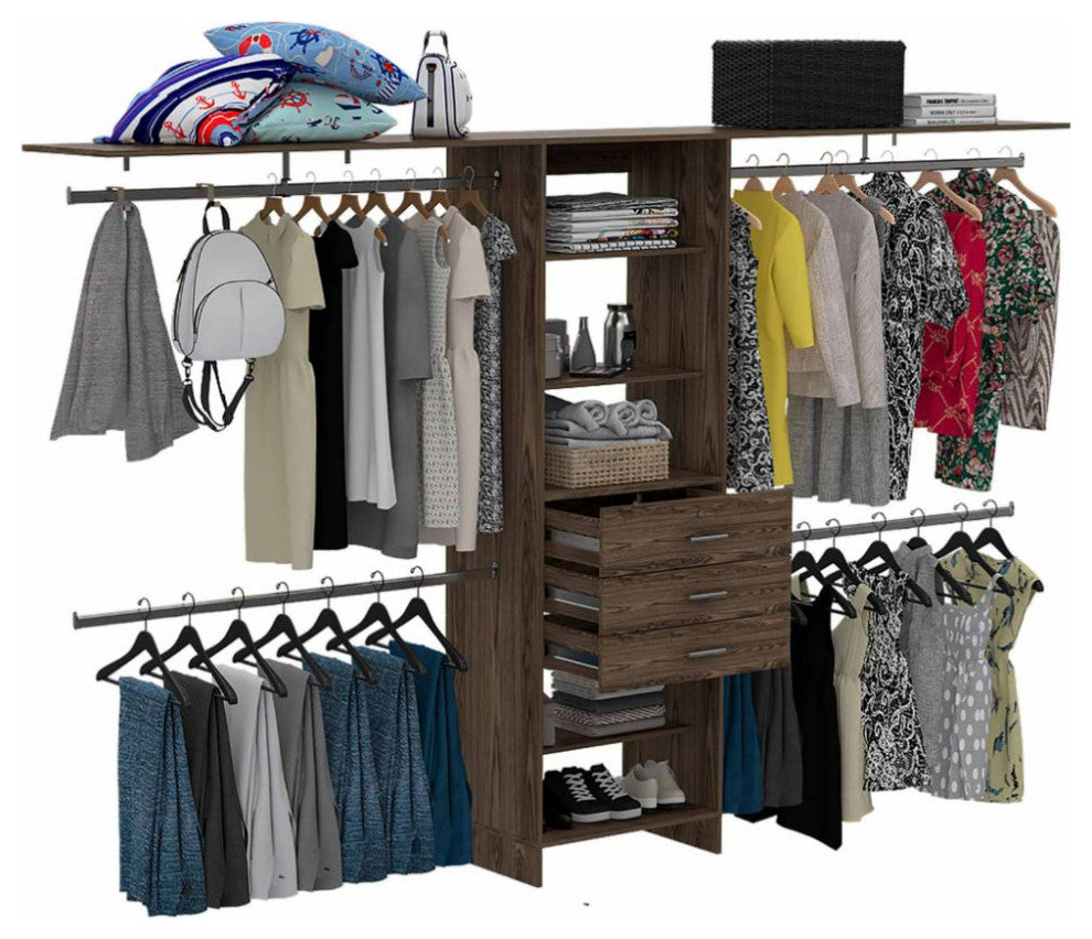 Closet System Pittsburg, Bedroom, Dark Walnut