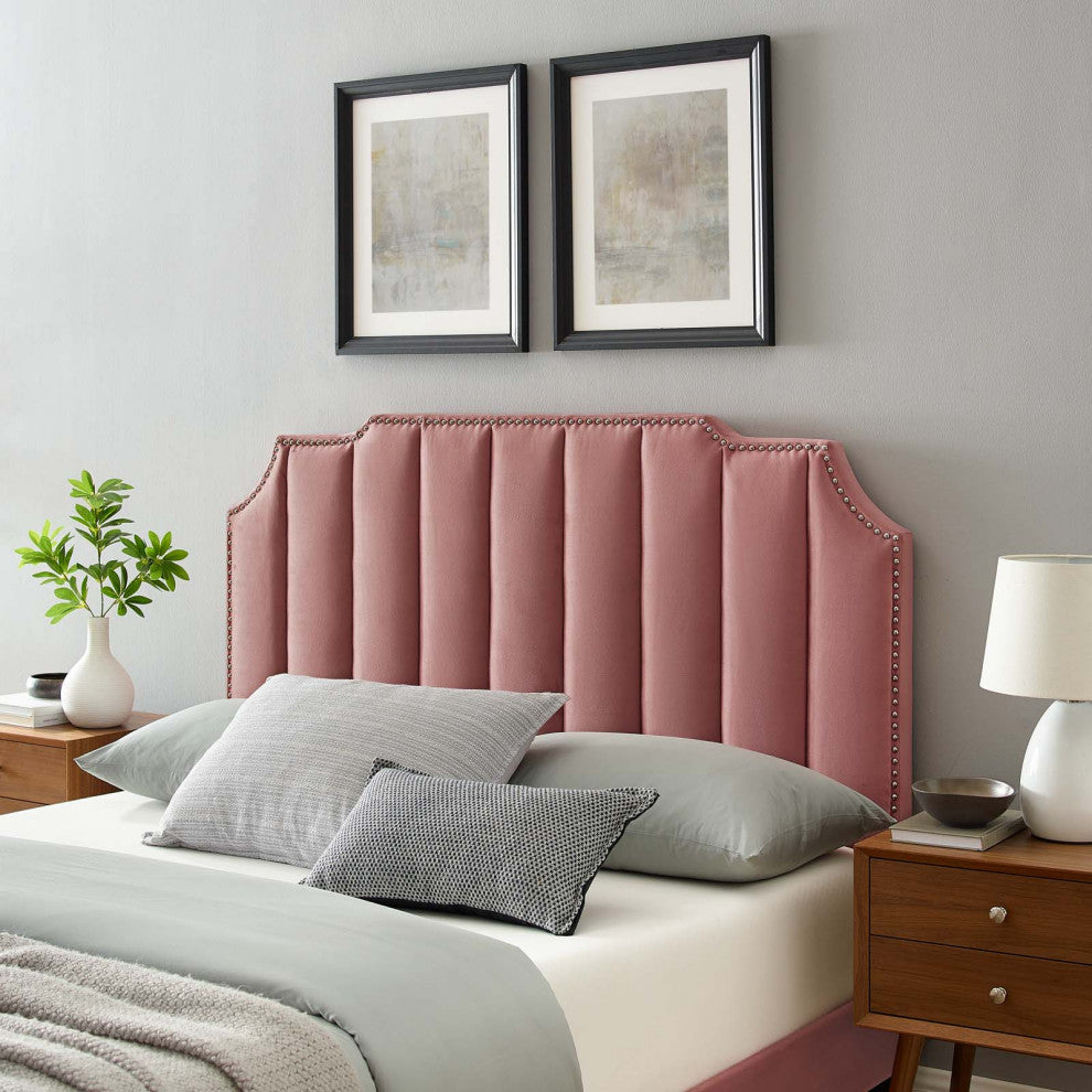 Headboard, King Size, Velvet, Pink, Modern Contemporary, Bedroom Master Suite